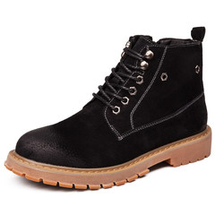 Men's boots boots, British leather desert boots, Martin shoes, Korean winter boots, mid high boots Thirty-nine 7801 black