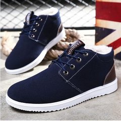 Autumn and winter men's casual shoes men business British tide male sports shoes with cotton shoes and warm shoes Forty-three Blue velvet