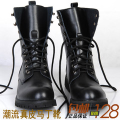 Authentic Korean men leather boots boots England Martin boots autumn leather boots shoes male couple motorcycle boots Thirty-eight Single layer of spring and Autumn Period