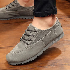 Old Beijing shoes casual shoes for low male youth new comfortable air cowboy canvas shoes men Thirty-eight gray