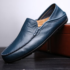 Men with cashmere Doug shoes leather men's shoes shoes casual shoes business Korean all-match lazy driving shoes Thirty-eight blue