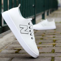 2017 new men's spring tide white men shoes Korean casual canvas shoes all-match student flat shoes Forty-two Comfortable white black
