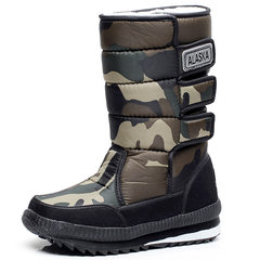 2017 Winter Snow Boots Mens slip waterproof tube boots northeast ski boots cotton boots shoes for men and women lovers Thirty-eight Man green camouflage