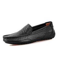 Every day, men's shoes Doug special offer male leather casual shoes leather shoes slip-on male British soft bottom shoes driving 44 [National parcel post, freight forwarding insurance] Black [2028]