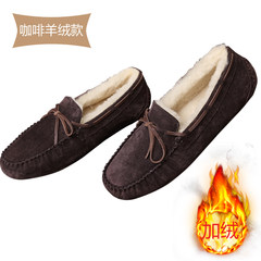 Winter wool cashmere Beanie shoes men's shoes shoes with warm fur leather thickened social spiritual guy Thirty-eight Standard number of coffee and sheep fur