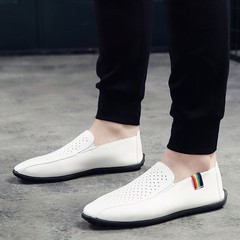 The 2017 men fall Doug lazy shoes new canvas shoes breathable leather casual all-match pedal. Forty-three PLD2 white