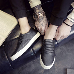 Men's casual shoes white white shoe trend of Korean all-match deft with lazy men shoes canvas shoes shoes Society Forty-five 8122 black (leather)
