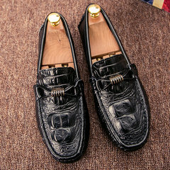 Mens Casual shoes leather shoes with Doug British male cashmere dress business men's casual shoes tide in autumn and winter Forty-four Atmospheric Black