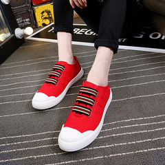 Reds shoes canvas shoes with deft male social spiritual guy shoes tide set foot shoes old Beijing shoes men Forty-three 987 red