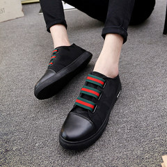 Reds shoes canvas shoes with deft male social spiritual guy shoes tide set foot shoes old Beijing shoes men Forty-three Black and red