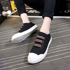 Reds shoes canvas shoes with deft male social spiritual guy shoes tide set foot shoes old Beijing shoes men Forty-three 987 black