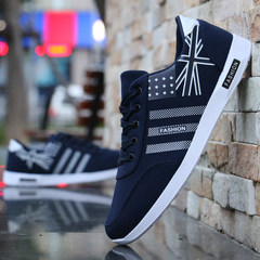 Shoes men`s winter fashionable shoes canvas shoes men`s Korean version fashionable shoes students take a lot of casual shoes anti-odor men`s cloth shoes 40 710 blue
