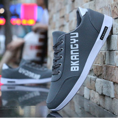 Shoes men`s winter fashionable shoes canvas shoes men`s Korean style fashionable shoes students take a lot of casual shoes anti-odor men`s cloth shoes 43 707 gray