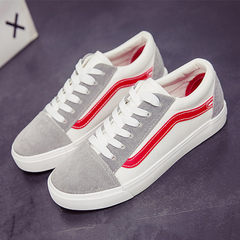 A couple of low all-match men casual shoes black youth canvas shoes trend of Korean students cashmere thermal shoes Forty-three New white and red