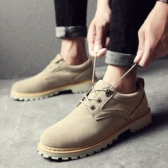Martin boots, boy, autumn, winter, new big head shoes, frock boots, low boot, desert boots, retro boots Thirty-nine Khaki free collocation 1