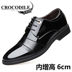 Crocodile shoes in autumn and winter in new men's business casual men dress shoes shoe laces England pointed Thirty-nine Black [increased 6CM]