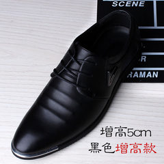 A small black leather shoes for men increased winter dress business casual shoes with pointed young British men's cashmere. Thirty-eight Black raise