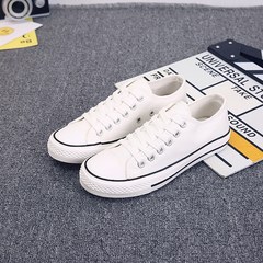 The spring and autumn male students high canvas shoes casual shoes black shoes shoes help female couple tie shoes. 35 (female) Low white black