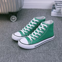 The spring and autumn male students high canvas shoes casual shoes black shoes shoes help female couple tie shoes. 35 (female) Green environmental protection