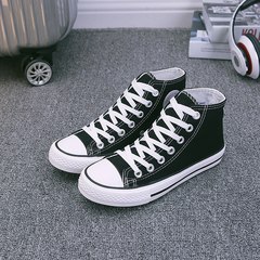 The spring and autumn male students high canvas shoes casual shoes black shoes shoes help female couple tie shoes. 35 (female) High black
