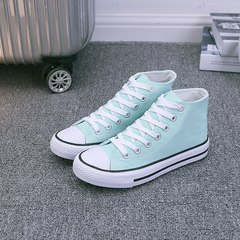 The spring and autumn male students high canvas shoes casual shoes black shoes shoes help female couple tie shoes. 35 (female) High light green