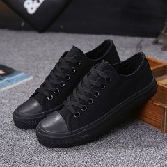 The spring and autumn male students high canvas shoes casual shoes black shoes shoes help female couple tie shoes. 35 (female) Low all black