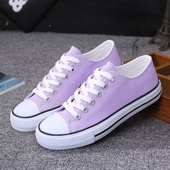 The spring and autumn male students high canvas shoes casual shoes black shoes shoes help female couple tie shoes. 35 (female) Low purple