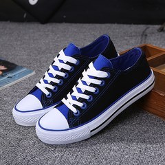 The spring and autumn male students high canvas shoes casual shoes black shoes shoes help female couple tie shoes. 35 (female) Low black black blue