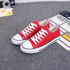 The spring and autumn male students high canvas shoes casual shoes black shoes shoes help female couple tie shoes. 35 (female) Low scarlet