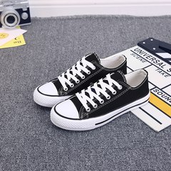 The spring and autumn male students high canvas shoes casual shoes black shoes shoes help female couple tie shoes. 35 (female) Low black