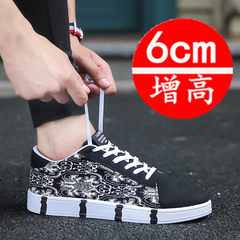 The summer men's canvas shoes men's shoes white students trend of Korean youth male casual shoes in autumn Forty-three Black + heightening pad