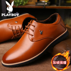 Men's leather shoes business man dandy winter cotton shoes in Korean men with increased leisure shoes Thirty-eight Cotton brown