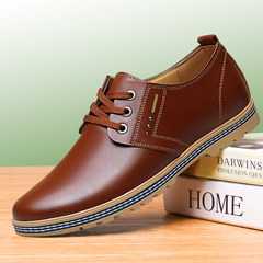 In the men's casual shoes leather shoes business increased the all-match Korean Tie Brown tide breathable shoes Thirty-eight 801 Brown