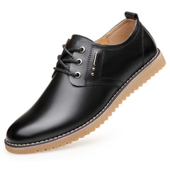 In the men's casual shoes leather shoes business increased the all-match Korean Tie Brown tide breathable shoes Thirty-eight 007 black
