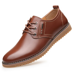 In the men's casual shoes leather shoes business increased the all-match Korean Tie Brown tide breathable shoes Thirty-eight 007 Brown