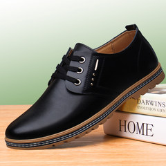 In the men's casual shoes leather shoes business increased the all-match Korean Tie Brown tide breathable shoes Thirty-eight 801 black