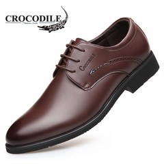 All-match tide Mens Leather Dress Lace youth pointed British business men's casual shoes in winter and Autumn Thirty-eight brown