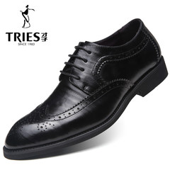 TRiES/ men's business suits wit Bullock winter men's leather shoes leather shoes a British male Thirty-eight 2105 black
