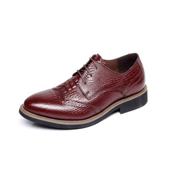 Crocodile shoes and leisure shoes business Korean male British men's leather shoes, Bullock shoes. Forty-four Wine red generation