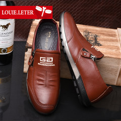 Autumn and winter men's men's business casual leather shoes mens British youth shoes leather soft bottom Thirty-eight 8612 Brown