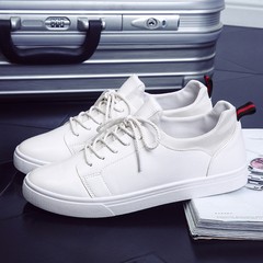 夏季男士商务皮鞋韩版潮流学生男鞋子英伦休闲运动鞋板鞋社会鞋子 [39 标准码] 白色
