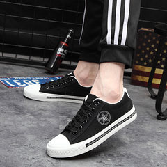 Canvas shoes breathable shoes shoes white autumn Korean male students help teenagers low trend shoes casual shoes Thirty-eight 1060 black