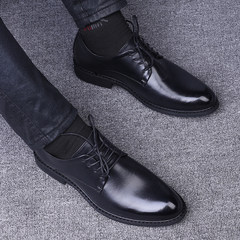 Small Black Mens Casual shoes lace business Korean pointed youth fashion all-match dress shoes for men Forty-three black