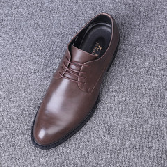Small Black Mens Casual shoes lace business Korean pointed youth fashion all-match dress shoes for men Thirty-eight Increase in Brown