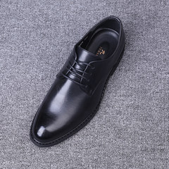 Small Black Mens Casual shoes lace business Korean pointed youth fashion all-match dress shoes for men Thirty-eight Increase in black