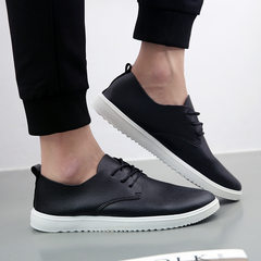 Summer and autumn trend of Korean low sports shoes casual shoes leather shoes shoes business English Forty black
