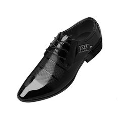 Men's leather shoes, business dress, wedding shoes, mail, sportswear, casual wear, light up, pointed British tide leather shoes Thirty-eight Black 8
