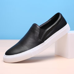 Men's casual shoes slip-on male loafer shoes leather shoes the trend of Korean pedal all-match Thirty-eight Collect treasure, send a pair of pure cotton socks