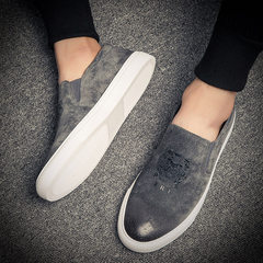 Totem loafer male leather shoes printing British social trends shoes new frosted shoes for men Thirty-eight Grey [internal increase]