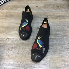Every day special air permeability, leisure, happiness, shoes, British embroidery, India man, Korean version, pedal tic lazy shoes, tide man Thirty-eight Birdie Black 2